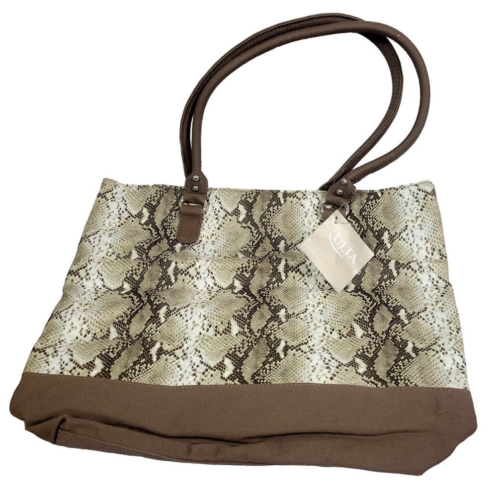 Ulta Brand New Shoulder Bag Tote‎ - Snakeskin Faux/Brown NWT